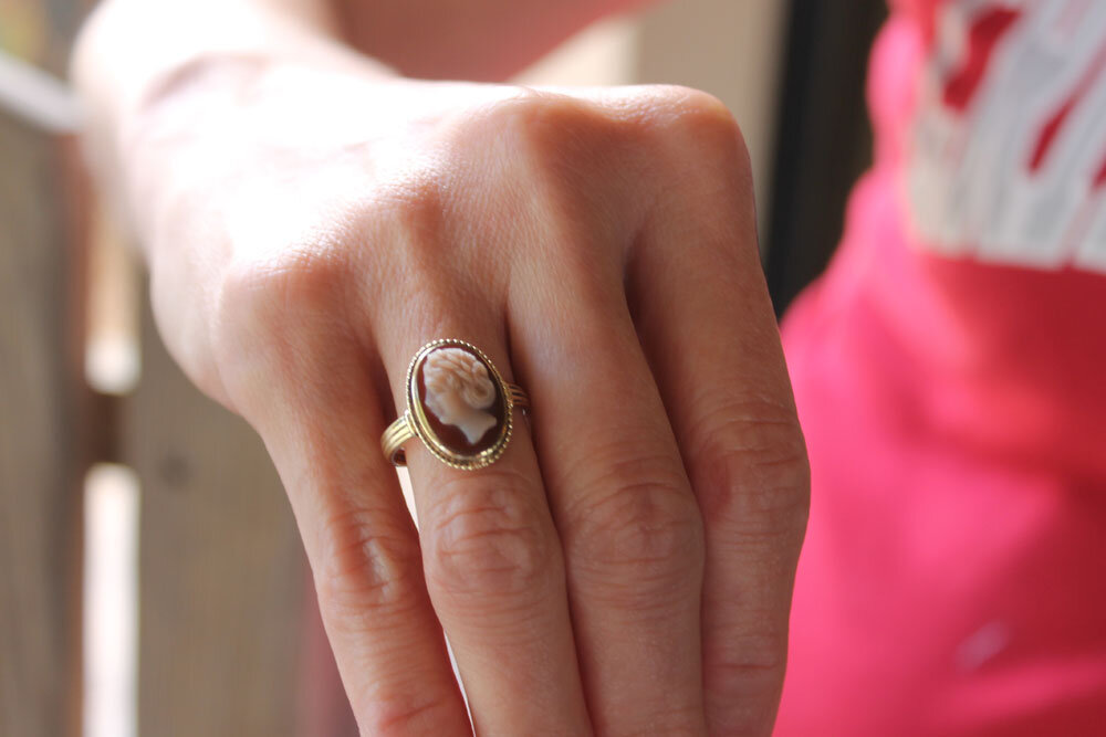 Melissa still wears this ring her father got in France during World War I
