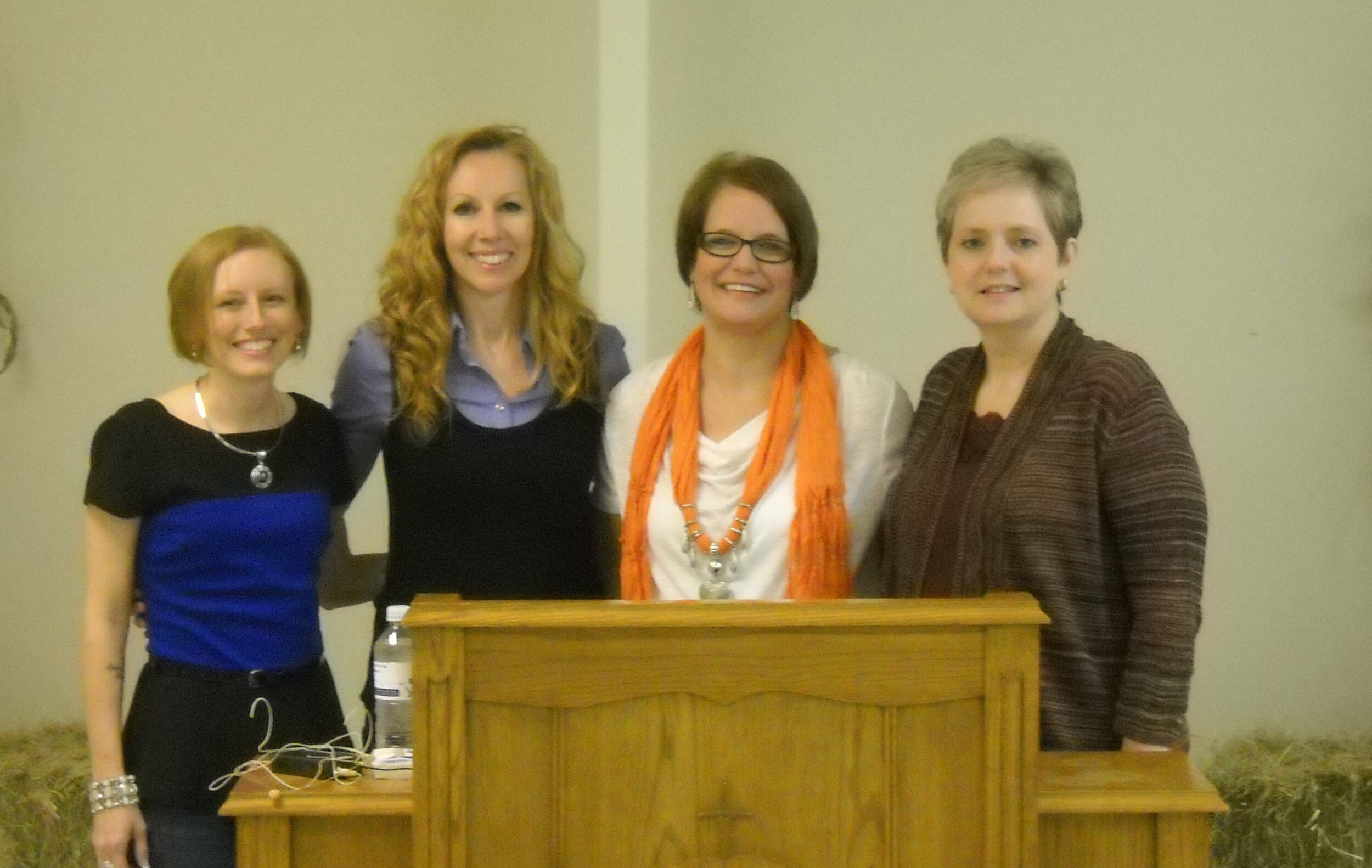 Tricia (far right) and Amy (next to Tricia) spoke at their church in 2012 about Desperate Women. Jenny Siegler (far left) played music for the ladies who spoke. I (second from left) was fortunate to be a part of this women's conference.